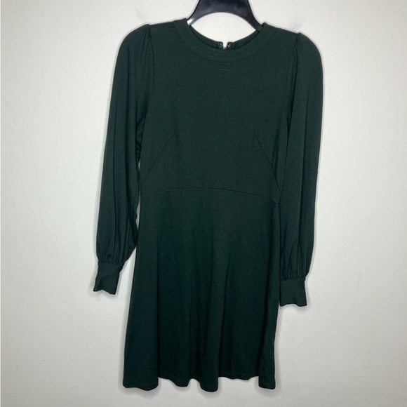 Loft Petites‎ dark green fit & flare blouson dress long sleeve size 0P - Picture 3 of 9